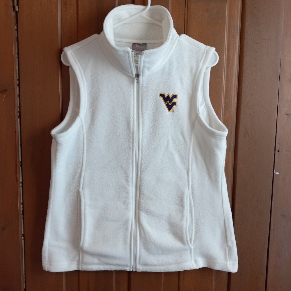 WVU White Fleece Vest Women's Large